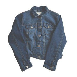 MISS‎ SELFIE Denim Distressed Blue Jean Jacket Juniors' Size XL Button Down